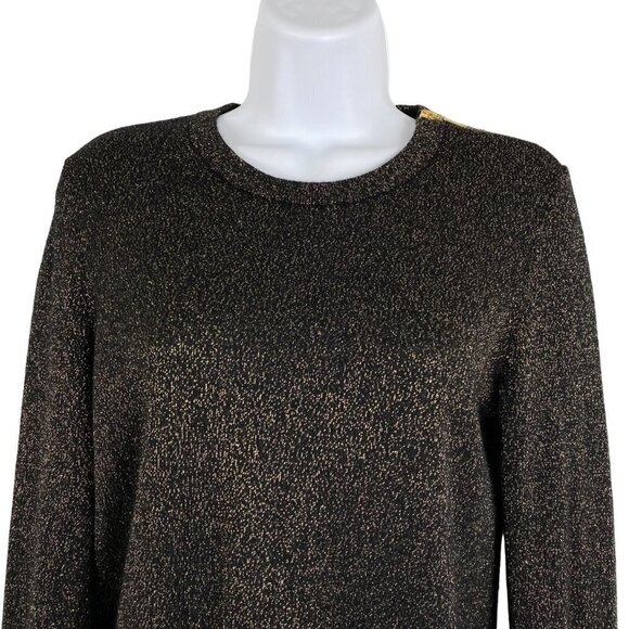 Equipment Femme‎ Light Sweater Top Black Metallic Gold Silk Blend Women's Small - Picture 3 of 8